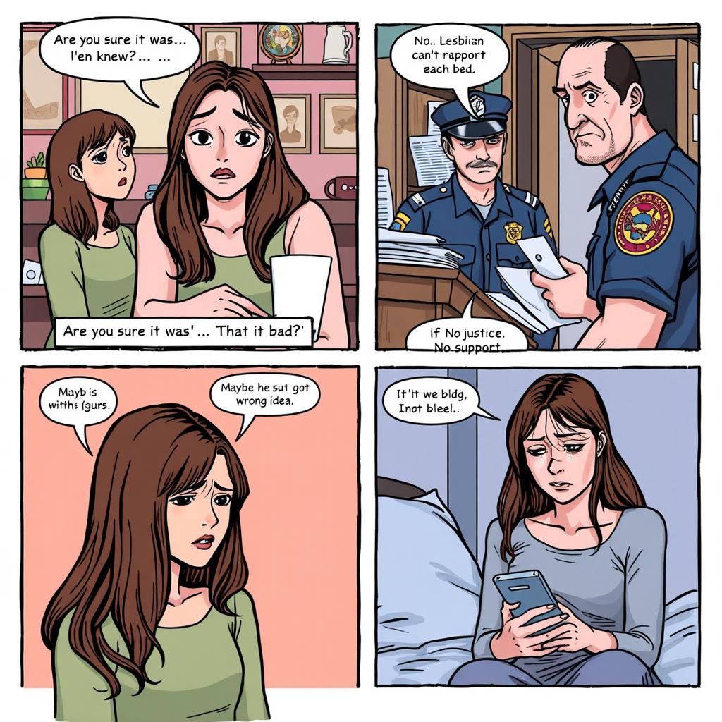 A comic strip illustration consisting of four panels depicting a dramatic narrative