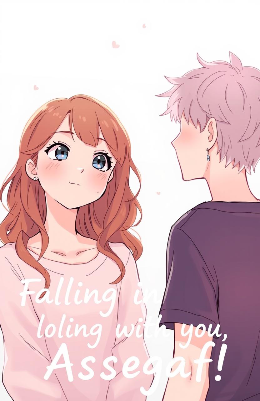 A novel cover illustration titled 'Falling in love with you, Assegaf!' featuring a girl named Cessa gazing lovingly at a boy named Assegaf