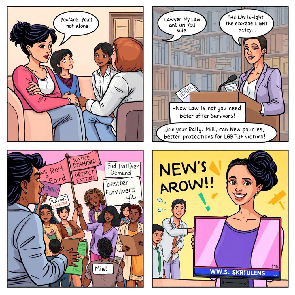 A comic strip illustration comprising four panels that forward an uplifting narrative