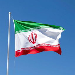 A vibrant depiction of the flag of Iran, showcasing its three horizontal stripes of green, white, and red