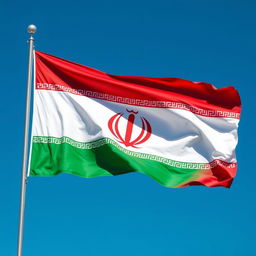 A vibrant depiction of the flag of Iran, showcasing its three horizontal stripes of green, white, and red