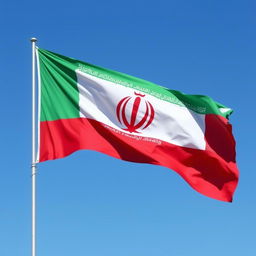 A vibrant depiction of the flag of Iran, showcasing its three horizontal stripes of green, white, and red