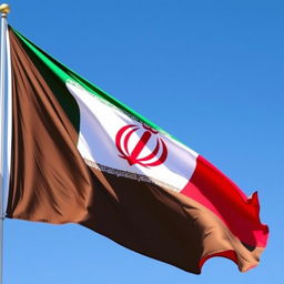 A vibrant depiction of the flag of Iran, showcasing its three horizontal stripes of green, white, and red