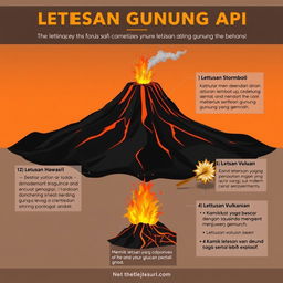 Infografis yang menarik mengenai tipe-tipe letusan gunung api lengkap dengan penjelasan tentang karakteristik masing-masing tipe