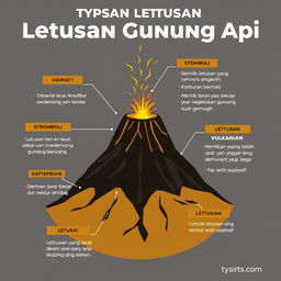 Infografis yang menarik mengenai tipe-tipe letusan gunung api lengkap dengan penjelasan tentang karakteristik masing-masing tipe