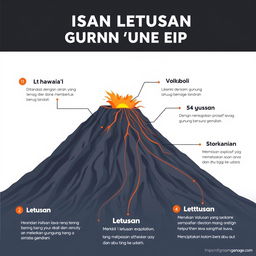 Infografis menarik mengenai tipe-tipe letusan gunung api, lengkap dengan penjelasan karakteristik setiap tipe