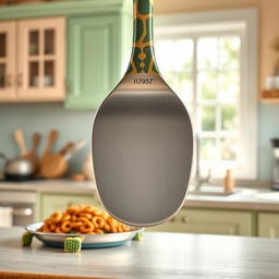 A kitchen spatula creatively redesigned with the end of the handle shaped like a turtle's body