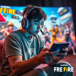 A skilled Garena Free Fire player in action, immersed in gameplay