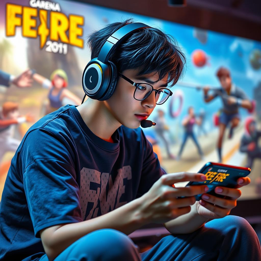 A skilled Garena Free Fire player in action, immersed in gameplay