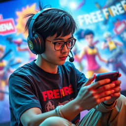 A skilled Garena Free Fire player in action, immersed in gameplay