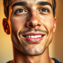 A close-up portrait of a handsome young man with strikingly attractive lips