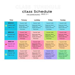 A visually appealing class schedule for a student named Joss Ibañez Bunag from BSCE 2-1