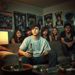 A thought-provoking scene depicting the impact of adolescent substance abuse