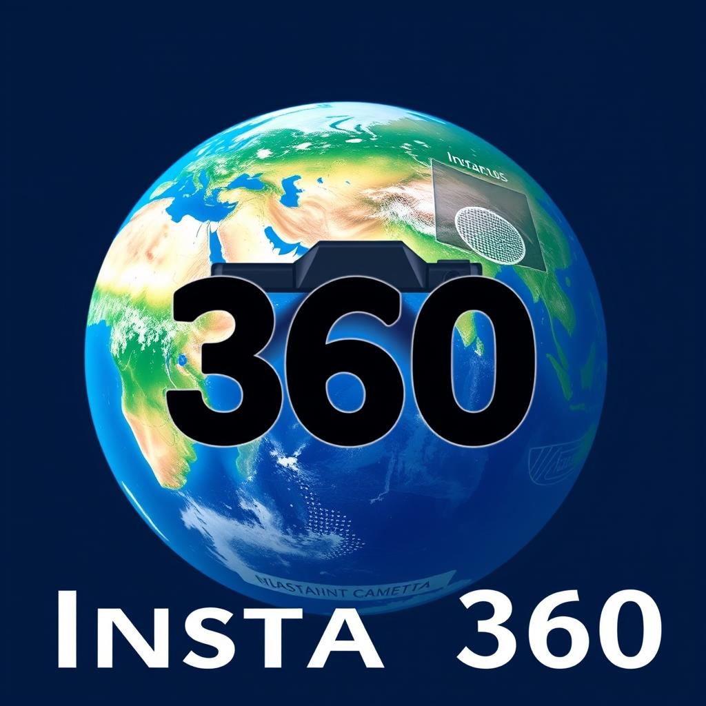 A logo design featuring the bold text 'Insta 360' prominently displayed in the foreground