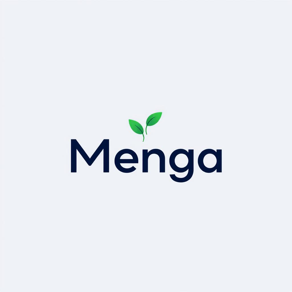 A modern and minimalist logo design for a fictional brand called 'Menga'