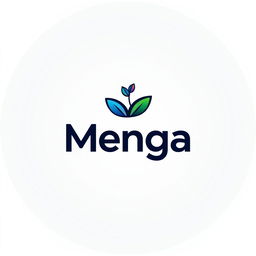A modern and minimalist logo design for a fictional brand called 'Menga'
