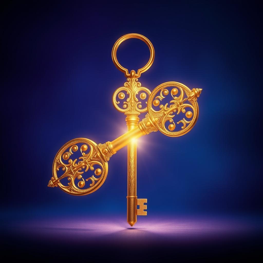 A large, beautifully crafted golden key, shining and glowing at the center of a visually striking thumbnail