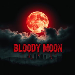 A chilling movie cover for an apocalypse-themed film titled 'Bloody Moon'