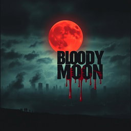 A chilling movie cover for an apocalypse-themed film titled 'Bloody Moon'
