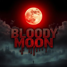 A chilling movie cover for an apocalypse-themed film titled 'Bloody Moon'