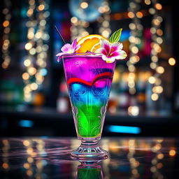 An artistic interpretation of a 'gramonade', a fictional cocktail that perfectly blends vibrant colors and unique textures