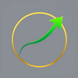 A stylized upward-facing arrow beautifully enclosed within a circle, symbolizing growth and progress