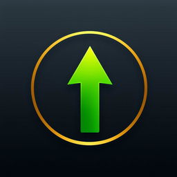 A stylized upward-facing arrow beautifully enclosed within a circle, symbolizing growth and progress