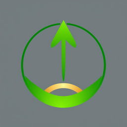 A symbol design featuring a stylized upward-facing arrow prominently placed within a circle