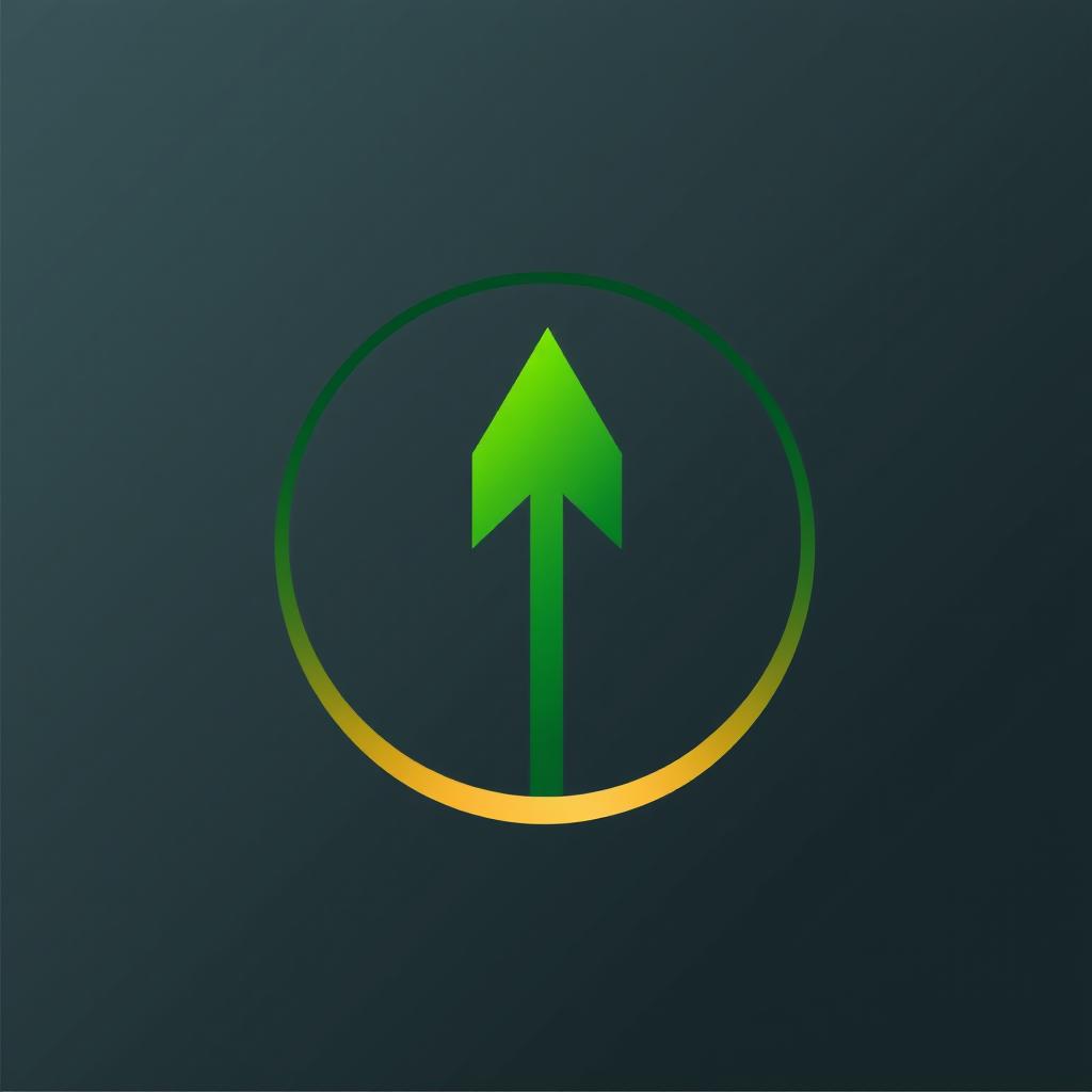 A symbol design featuring a stylized upward-facing arrow prominently placed within a circle