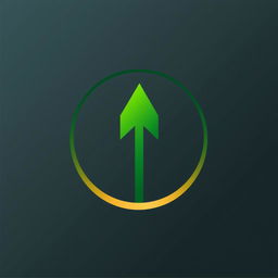 A symbol design featuring a stylized upward-facing arrow prominently placed within a circle