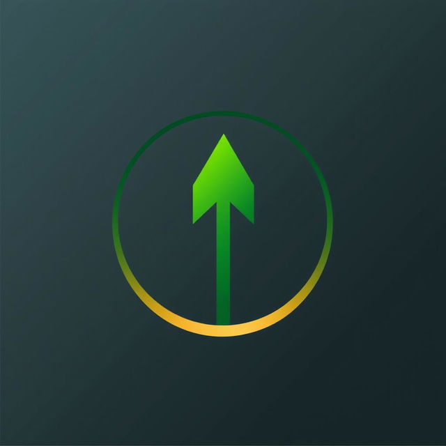 A symbol design featuring a stylized upward-facing arrow prominently placed within a circle