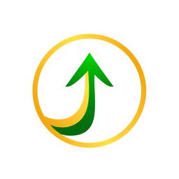 A symbol design featuring a stylized upward-facing arrow prominently placed within a circle