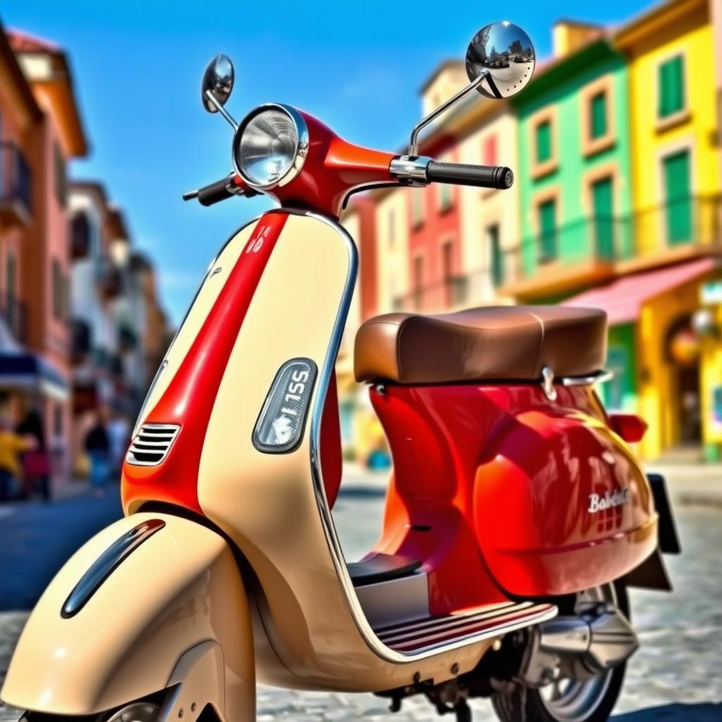 A vintage Babeta 210 scooter, showcasing a sleek and stylish design with its original paint