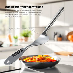 A sleek and modern spatula featuring a curved handle design, ergonomically optimized for comfort
