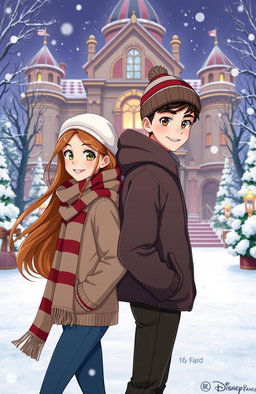 A Disney-style fanart featuring a 16-year-old boy and girl standing back to back