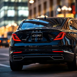 A stunning rear view of a Genesis G90 luxury sedan, showcasing its elegant and sophisticated design