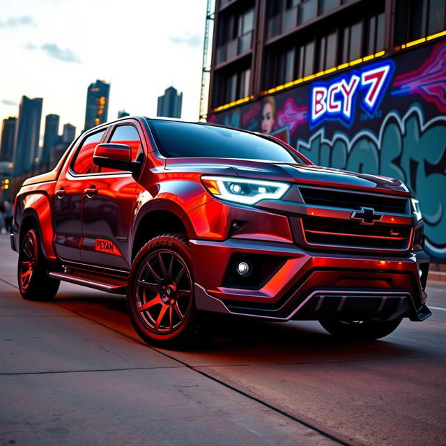 A modified Peykan pickup truck, showcasing its high-performance upgrades with a striking exterior finish