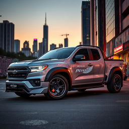 A modified Peykan pickup truck, showcasing its high-performance upgrades with a striking exterior finish