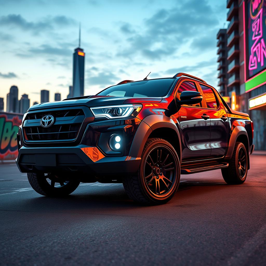 A modified Peykan pickup truck, showcasing its high-performance upgrades with a striking exterior finish