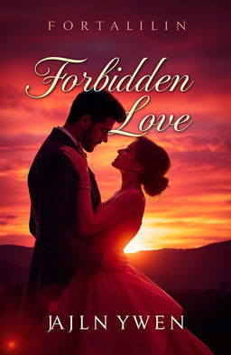 A stunning book cover for a novel titled 'Forbidden Love'