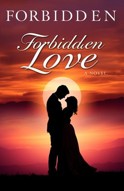 A stunning book cover for a novel titled 'Forbidden Love'