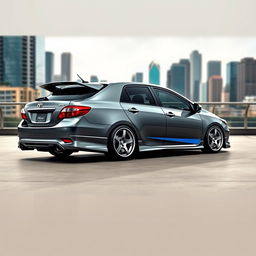 A 2011 gray Toyota Corolla, modified with a sleek and sporty design