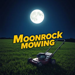 A large, bright moon dominating the night sky, casting a shimmering light over a grassy field