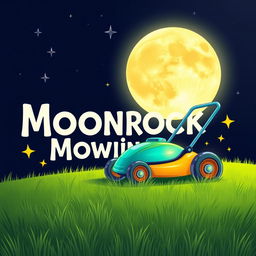 A playful illustration featuring a large, luminous moon taking center stage in the night sky
