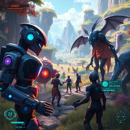 A futuristic gaming scenario showcasing advanced AI technology