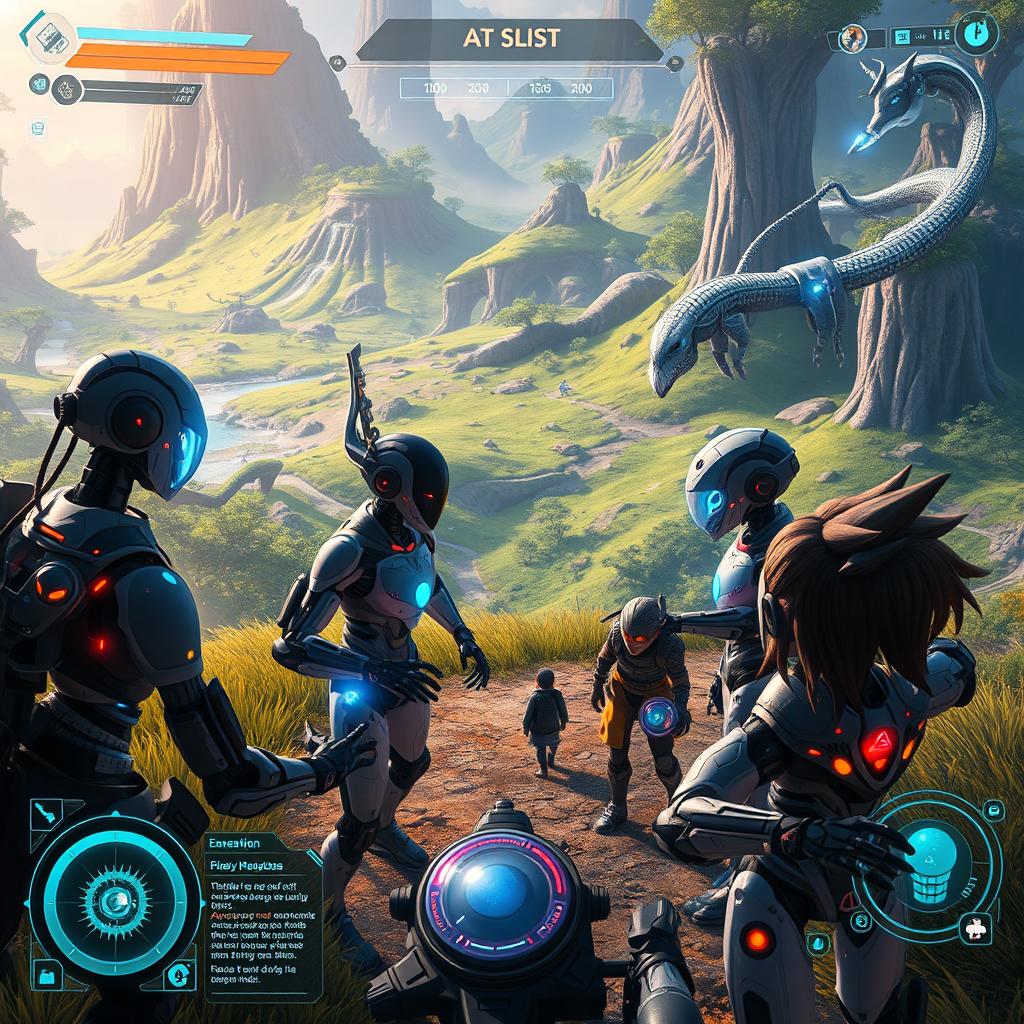 A futuristic gaming scenario showcasing advanced AI technology