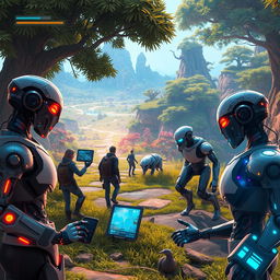 A futuristic gaming scenario showcasing advanced AI technology