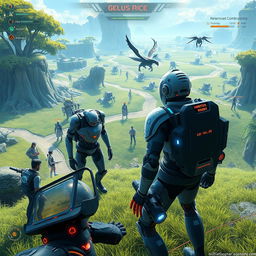 A futuristic gaming scenario showcasing advanced AI technology