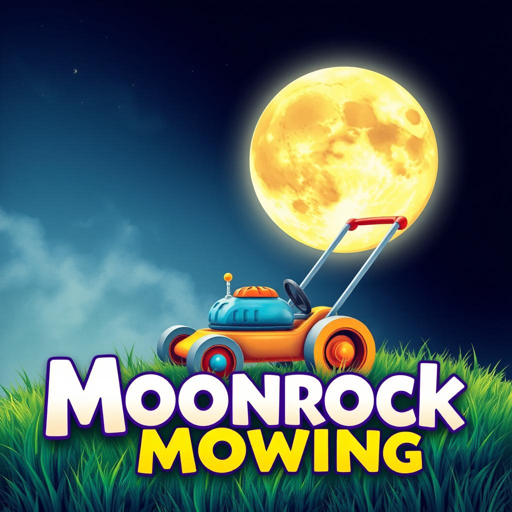 An enchanting illustration featuring a large, glowing moon dominating the night sky, casting a soft light across the scene