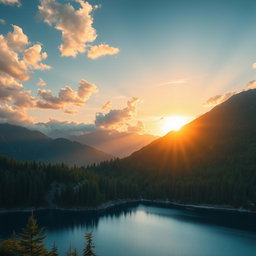 A high-resolution image synthesizing elements from an existing photograph, focusing on beautiful landscapes, vibrant colors, and detailed textures